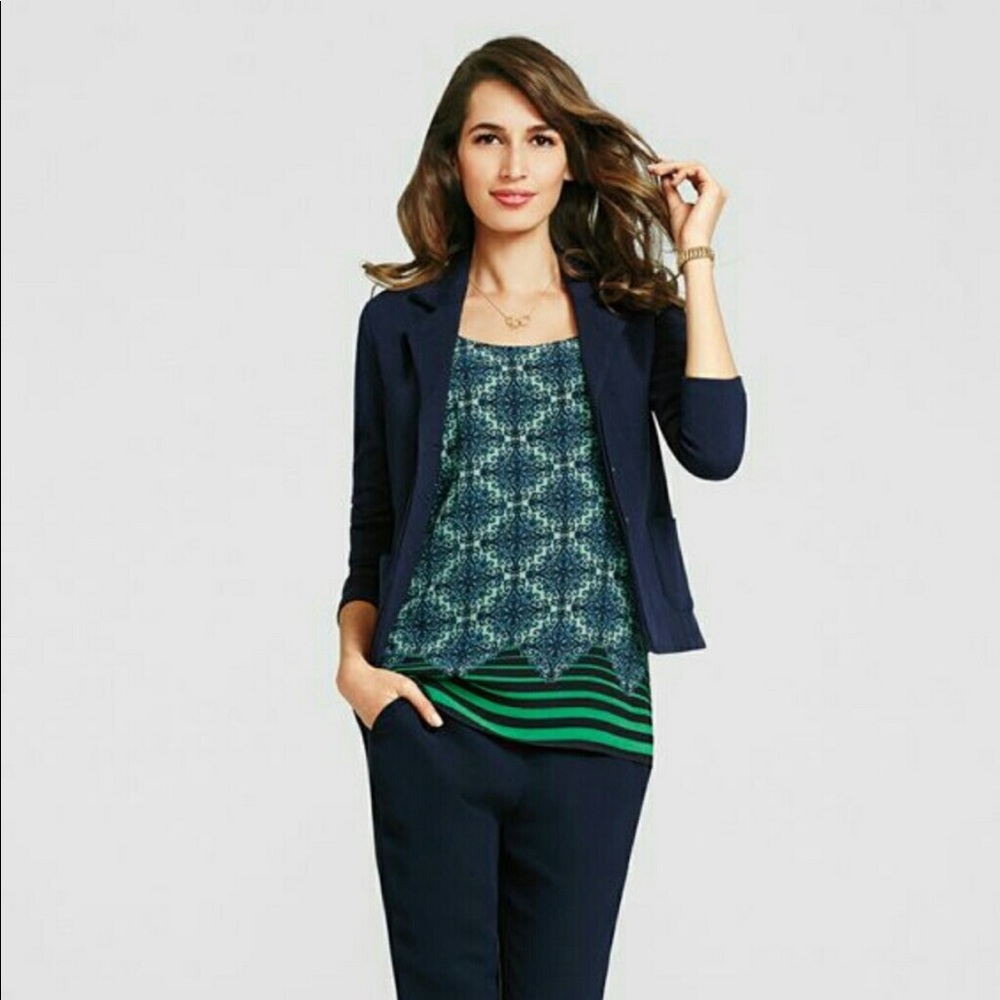 CAbi style 107 Blue & green Border Stripe tunic Cami